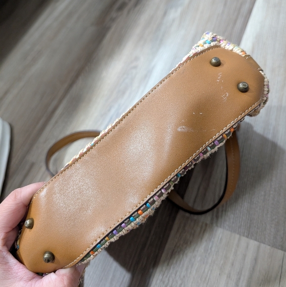 Fossil Multi-Color Classic Weave Shoulder Bag, Straw Purse, Brown Leather‎ Trim - Picture 4 of 9